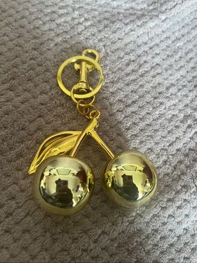 Gold Cherry Keychain Charm